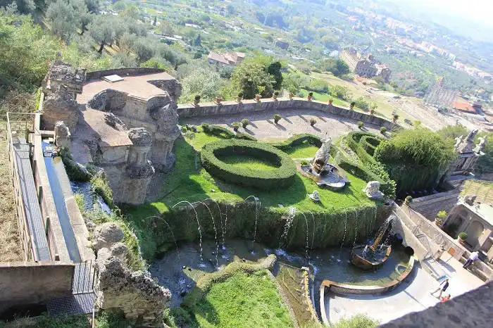Tivoli, Italy Villa d'Este gardens from above